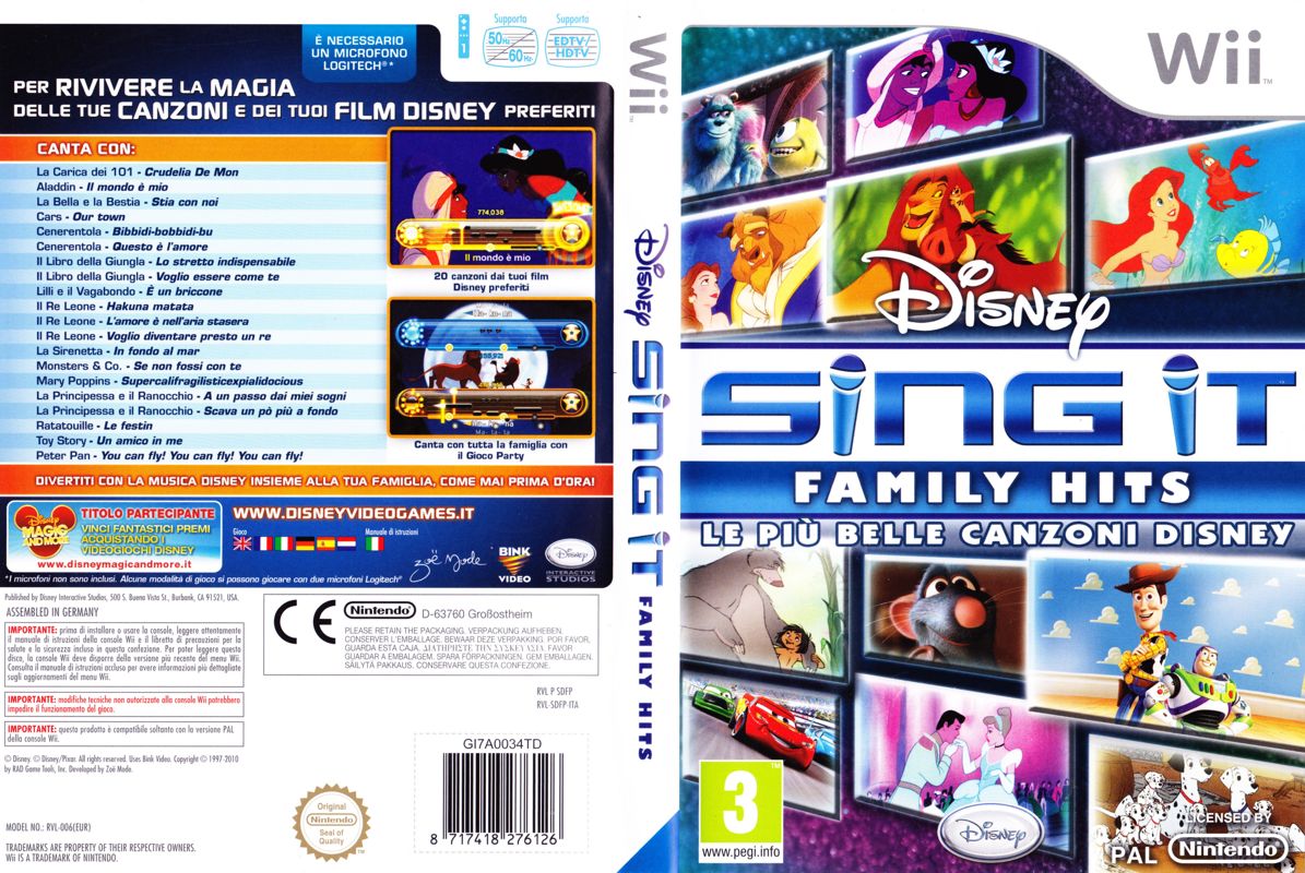 Disney Sing It: Family Hits box art for Wii